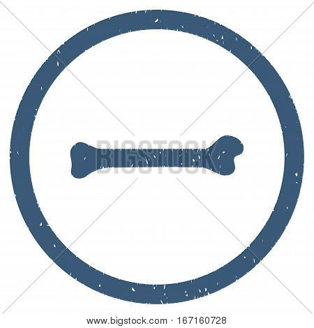 Bone grainy textured icon inside circle for overlay watermark stamps. Flat symbol with scratched texture. Circled dotted vector blue ink rubber seal stamp with grunge design on a white background.