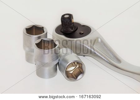 Socket driver set on a white background