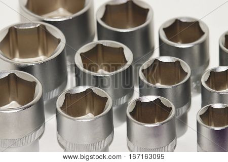 Socket driver set on a white background