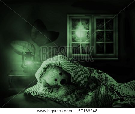 Teddy Bear In Bed.