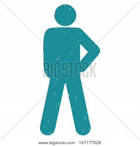 Audacity Pose grainy textured soft blue icon for overlay watermark stamps. Flat symbol with dirty texture. Dotted vector ink rubber seal stamp with grunge design on a white background.
