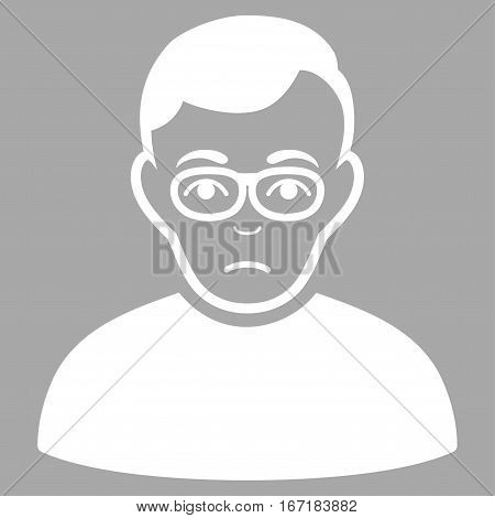 Downer vector icon. Flat white symbol. Pictogram is isolated on a silver background. Designed for web and software interfaces.