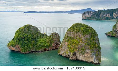 Aerial view of Ao Nang coastine in Krabi province, Thailand