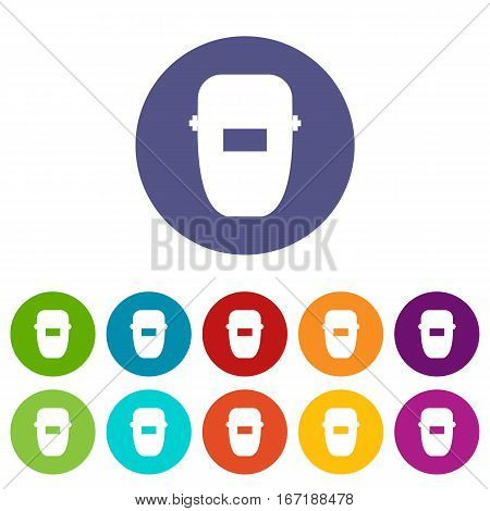 Welding mask set icons in different colors isolated on white background