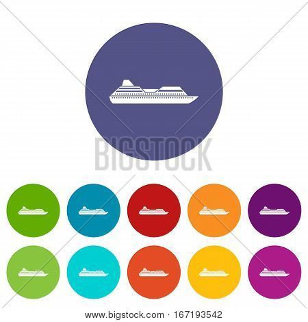 Cruise liner set icons in different colors isolated on white background