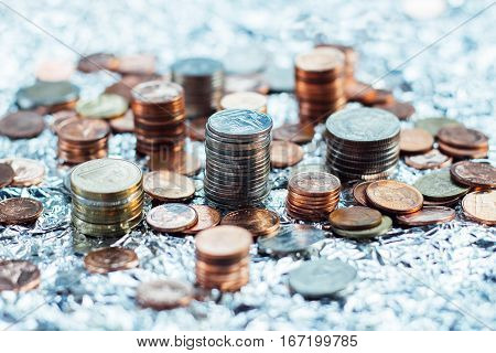 Thai Baht Coins And Money Background