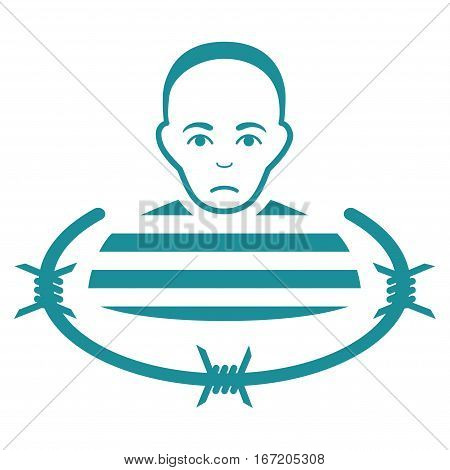 Isolated Prisoner vector icon. Flat soft blue symbol. Pictogram is isolated on a white background. Designed for web and software interfaces.