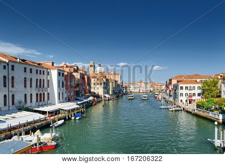 View Of The Grand Canal And Facades Of Medieval Houses, Venice