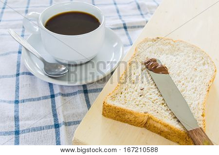 black coffee with whole wheat bread for breakfast