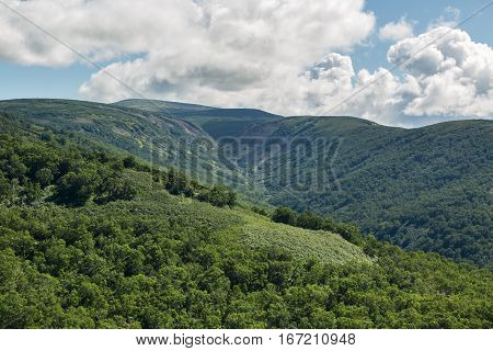 Kronotsky Nature Reserve on Kamchatka Peninsula. View from the helicopter.