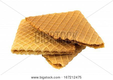 Crispy wafers on a white background isolated