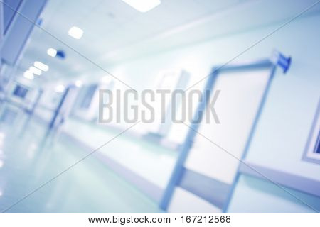 Long hallway of the building unfocused background.