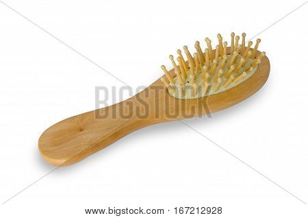 Comb. Wooden combon isolated on white background.Clipping path
