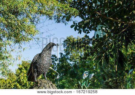 Big Crow or Raven Statue in the Garden