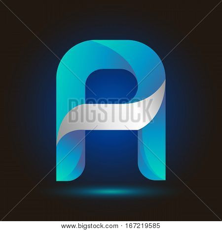 Letter A icon and logo template.  New design typographic. twisted blue and white line