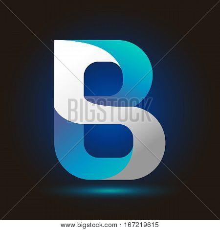 Letter B icon and logo template.  New design typographic. twisted blue and white line