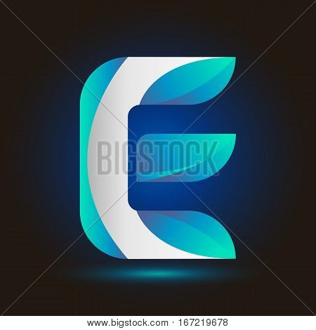 Letter E icon and logo template.  New design typographic. twisted blue and white line
