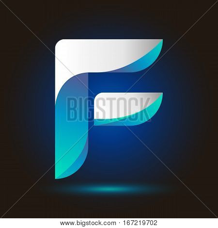 Letter F icon and logo template.  New design typographic. twisted blue and white line