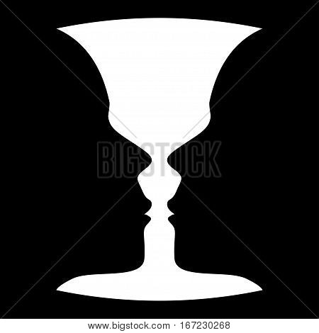 Vector silhouette profile face on a white background. Negative space