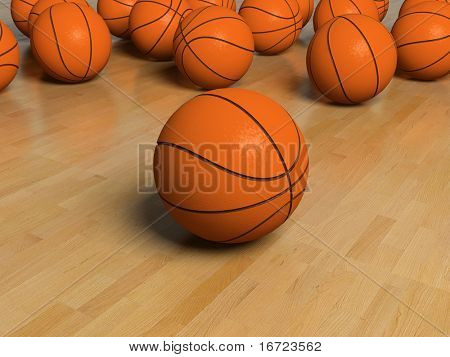 kosárlabda játék bal több mint a fehér bachground (3D)