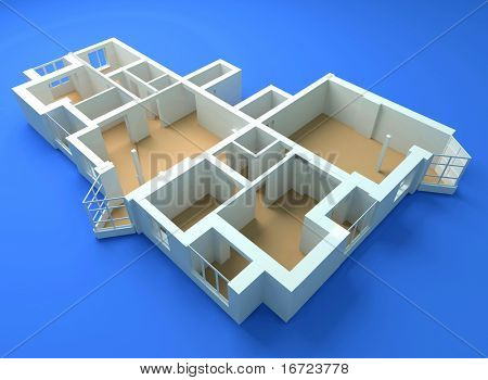 den moderne flad skitse 3d rendering