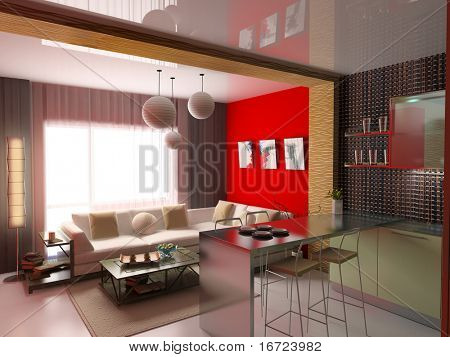 the modern interior (3D rendering)