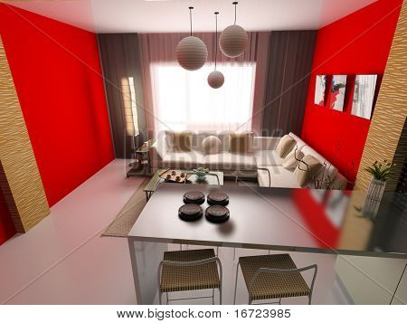 the modern interior (3D rendering)