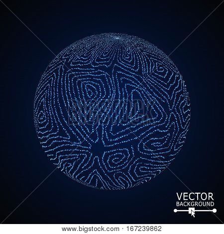 Sphere Background With Swirled Stripes. Vector Glowing Composition