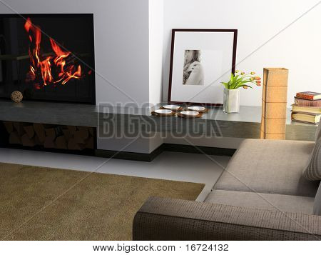 moderne private Interior (3D Rendering)
