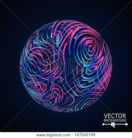 Luxury Sphere With Swirled Stripes. Vector Glowing Composition