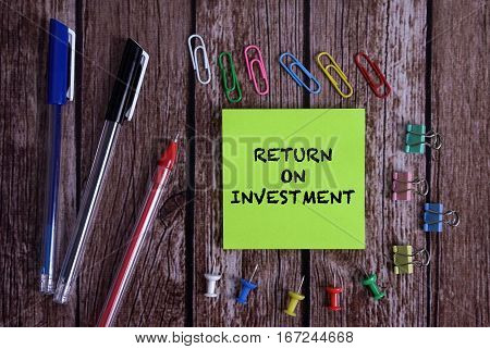 Tolls With Notes RETURN ON INVESTMENT Conceptual