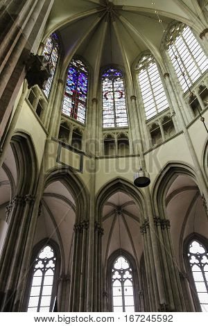 Utrecht the Netherlands - February 13 2016: Details of the interior of St. Martins Cathedral (Domkerk)