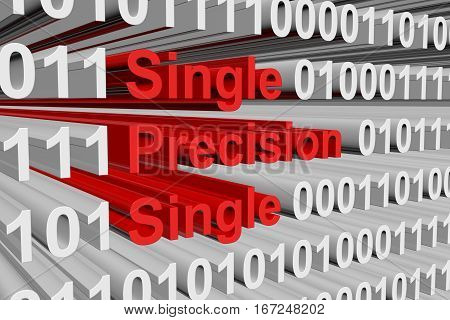 single precision single in the form of binary code, 3D illustration
