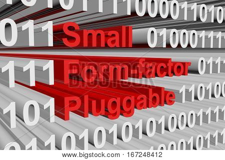 Small Form factor Pluggable in the form of binary code, 3D illustration