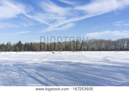 Kuhsee in Winter. Germany, Winter Landscape in Bavaria.