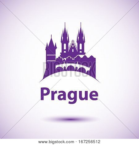 Vector city skyline with landmarks Prague Chezh Republic. Vector illustration can be used as logo