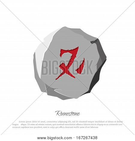 Rune stone on a white background in cartoon style. The object to the game interface. Vector illustration