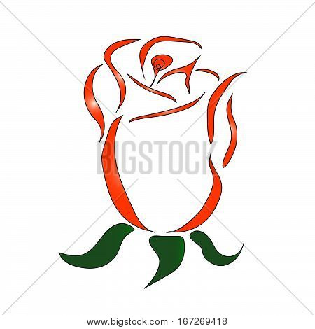 Rose on a white background. Hand drawn. Vector illustration.