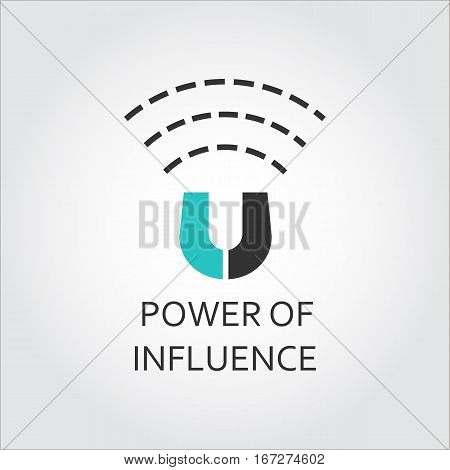 Flat vector icon of magnet, power influence concept. Vector contour graphics for websites, mobile apps and other design needs. Simple label