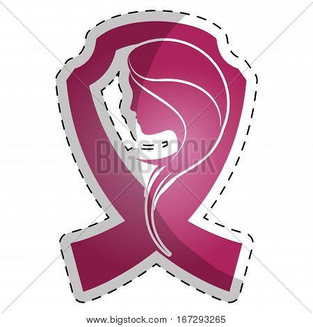 Fucsia breast cancer ribon with woman symbol image design