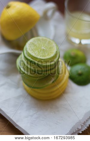 Healthy composition of lemon lime packed with vitamin C.