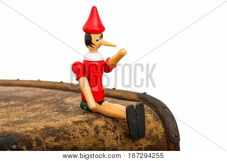 Pinocchio The Puppet Sitting On A Trunk