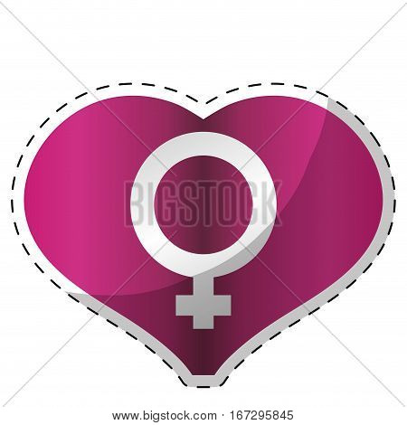 Fucsia heart with female symbol icon, vector illustration