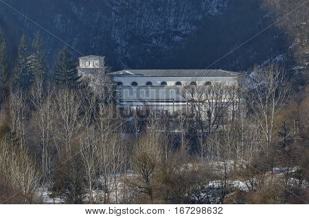 View of Hidro-Electric power station  in winter village Pasarel,  Bulgaria