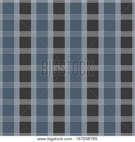 Seamless tartan pattern. Blue and grey kilt fabric texture. Abstract vertical and horizontal lines. Vector illustration