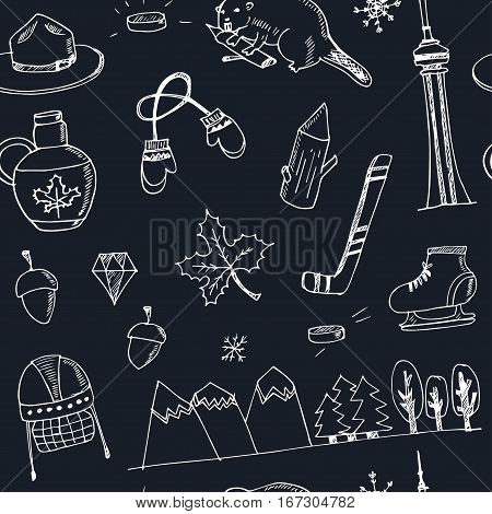 Canada hand drawn icon doodle seamless pattern vector illustration