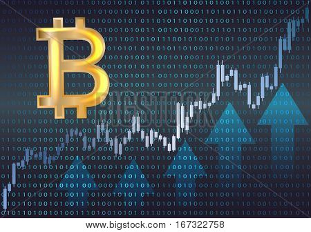 Bitcoin symbol and graph.Vector illustration of a financial.