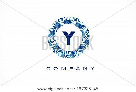 Letter Y Blue Pattern Logo Design.