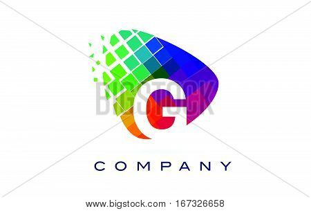 Letter G Colourful Logo. Rainbow G Letter Icon with Shattered Blocks.