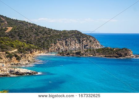 Sardinia beatifull rock beach Torre di Chia